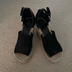 Marc Fisher Espadrilles - Black Suede and Leather - Size 6